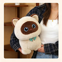 Peluche chat avec nœud papillon 33 cm, en coton PP doux, avec doublure en maille brodée, pour enfants, anniversaire, anti-stress, cadeau câlin
