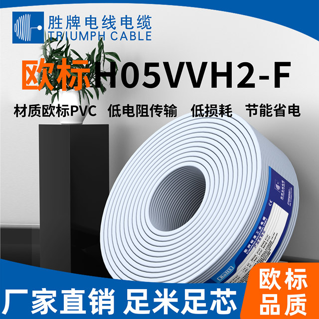 VDE H05VVH2-F Flat Flexible Cable Ribbon Cable Hook up Cable PVC Insulation Flexible Bare Copper Electric Cable 300V/500V