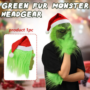 Máscara de Látex del Grinch Verde, Accesorio de Disfraz para Fiestas, Halloween, Navidad, Bar, Cubre Rostro, Gorro, Logotipo Personalizado, PC Ligero, Peludo - Product Image 3