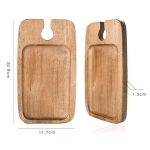 Plateau de service en bois Mu Yujia avec porte-verres à vin, planche à découper multifonctionnelle pour le service des aliments et les pique-niques - Product Image 4
