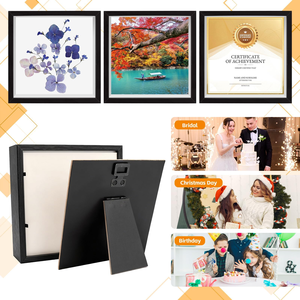 Cadre photo 3D en bois de luxe avec boîte à ombre, 5, 6, 7, 8 pouces, A4, pour spécimens de plantes et feuilles, 3 cm de profondeur, verre trempé - Product Image 6