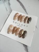 10 pièces de faux ongles à presser faits main, couleurs naturelles, peints à la main au gel, de luxe, personnalisables, best-seller, pour doigts, forme ballerine