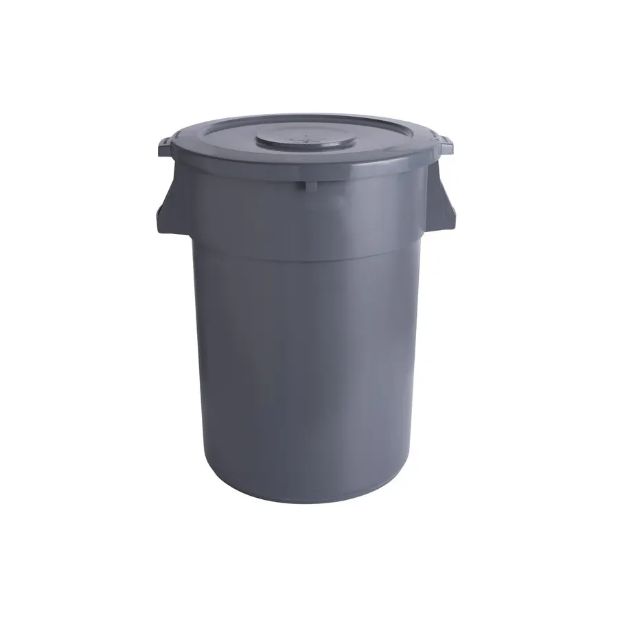 Poubelle de cuisine en plastique gris écologique poubelles rondes en plastique avec couvercle sans empattement