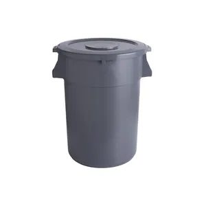 Latas plásticas cinzentas amigáveis do recipiente de lixo da cozinha do caixote do lixo plástico redondo de Eco com tampa sem roda-base