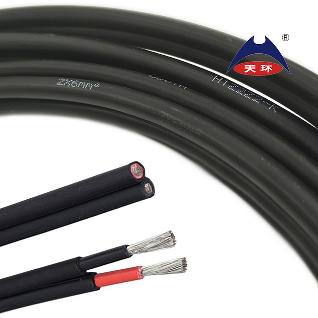 TUV Approved High Quality DC PV Twin Double Dual Solar Cable 2*2.5MM2 2*4MM2 2*10MM2 Made of Tinned Copper with XLPO Insulation