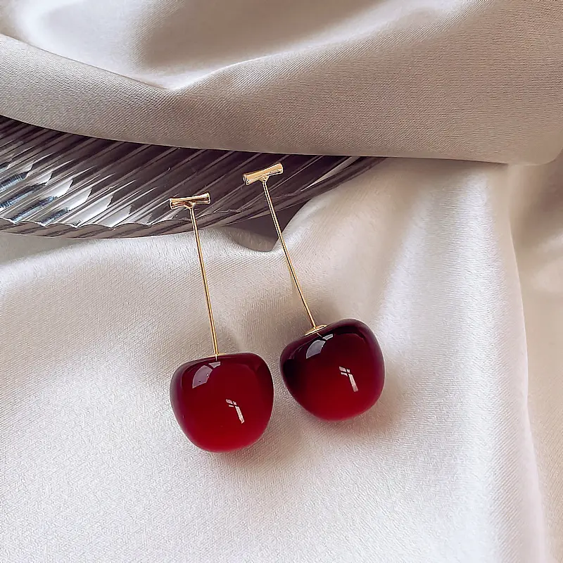 Mode Rouge Grande Taille Chery Boucles D'oreilles Fine Jewelry Boucles D'oreilles