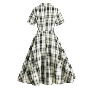 <span class=keywords><strong>Robe</strong></span> trapèze rétro manches courtes année 50 — 60, grande taille, style <span class=keywords><strong>Hepburn</strong></span>, tenue Vintage de style britannique, vert et bleu, pour femmes - Product Image 2