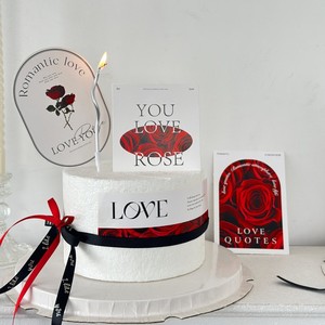 ของตกแต่งเค้กวันวาเลนไทน์รูปดอกกุหลาบอะคริลิค พร้อมการ์ดธีมความรัก สำหรับงานแต่งงานและงานปาร์ตี้ - Product Image 4