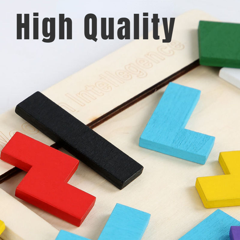 Colorful 3D Puzzle Wooden Educational Toys Tangram Math Game Children Pre-school Magination Shapes Puzzle Toy for Kids Jigsaw