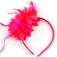 Serre-tête en plumes de poulet et perles pour carnaval, mariage, danse, fête, réunion, scène, accessoires de cheveux, fleur en plumes