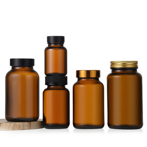 Flacone in Vetro Ambrato a Bocca Larga per Confezionamento di Compresse Vitaminiche, 60 75 100 120 150 <span class=keywords><strong>200</strong></span> 250 300 400 500ml, con Coperchio in Bambù - Product Image 6