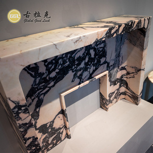 Manto envolvente de chimenea de mármol de pared de mármol blanco de piedra natural - Product Image 1