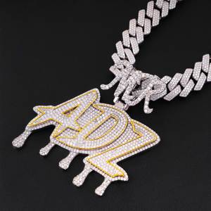 Colgantes con nombre personalizado al mejor precio, joyerí<span class=keywords><strong>a</strong></span> de Hip Hop de Plata de Ley 925, colgantes de collar cubano de moissanita de Color D - Product Image 2