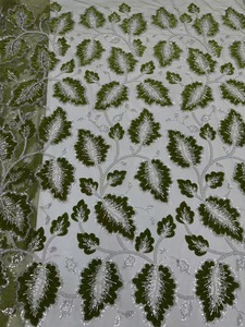 Ni. Ai cỏ màu xanh lá cây màu chất lượng cao đính cườm ren vải sequin ren lưới với ngọc trai lớn cho tiệc cưới cho phụ nữ ăn mặc c261 - Product Image 2