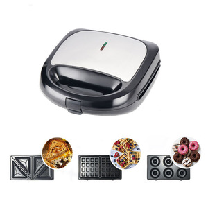 Máquina para hacer desayunos 3 en 1, máquina para hacer sándwiches, gofres y donuts, revestimiento antiadherente eléctrico, 24x24x9cm, estándar europeo, 220V - Product Image 5
