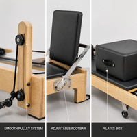 Machine de Pilates Reformer en bois de chêne avec lit coulissant, entraîneur de gainage, pour exercices de yoga et de fitness à domicile et en studio