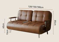 Canapé-lit multifonctionnel en cuir convertible moderne pour la maison et le bureau, pliable et amovible pour appartement