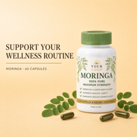 Capsules de Moringa, complément alimentaire naturel, soutien immunitaire, 0,5 g, 60 unités, usage quotidien pour adultes, régulation du transit intestinal et stimulation du métabolisme