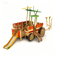 Aire de jeux extérieure en bois massif résistant aux intempéries Flyingkids pour enfants, ensemble de jeu de jardin en bois naturel avec toboggan tubulaire et mur d'escalade, pour usage public
