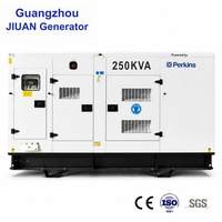 Générateur silencieux Perkins authentique série 1206 200kW 220kW 250kVA 275kVA avec capot anti-poussière/insonorisé pour villa/hôtel 50Hz