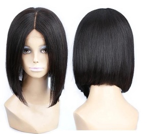 Peluca de cabello humano peruano con encaje frontal para mujeres negras, postizo de encaje frontal, corte bob corto con pelo de bebé, 2x6 - Product Image 5