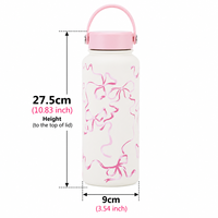 Bouteille d'eau esthétique de grande capacité 32 oz en acier inoxydable à double paroi isolée sous vide avec poignée pour le sport, logo personnalisé