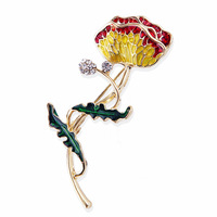 Bros Pin Bunga Krisan Bunga Matahari Motif Kartun Gaya Korea Sederhana Berlapis Enamel Tetesan Minyak Aksesoris Pakaian Wanita