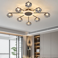 Plafonnier décoratif moderne en fer forgé pour salon, luminaire de plafond en verre pour restaurant