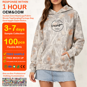 Custom High Quality Full Print Women Hooded Pullover Custom Logo Design Autumn Wear Oversized Tree Camo Hoodie Wholesale - Product Image 1