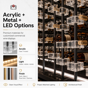 Di lusso Wine Bar Cabinet acrilico e metallo <span class=keywords><strong>portabottiglie</strong></span> con luce a LED porta bottiglie personalizzare il Design della cantina della stanza del vino - Product Image 2
