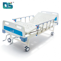 Lit d'hôpital médical manuel réglable à 2 fonctions avec panneau de tête en ABS, 2 manivelle, garde-corps relevables et roulettes