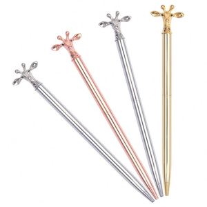 Stylo bille rotatif en métal personnalisé, mignon et kawaii, avec logo imprimé en forme de girafe, idéal pour les cadeaux de papeterie promotionnels - Product Image 1