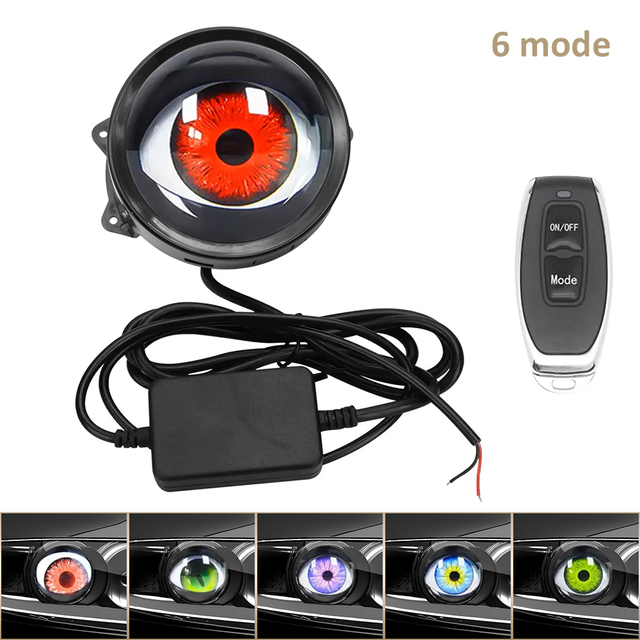12V Devil Eye Dynamic Flashing LED Headlight Lamp Remote Control Car and Motorcycle Fog Light with 6 Modes Condition New