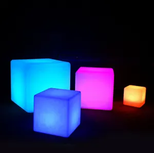 Portable Cube Table Seat Outdoor Garden Patio Furniture Led Cube RGB 20*20*20 Multi Function Illuminated Sitting Cube