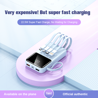 Batterie Li-Polymère Ultra Mince 22,5W/20W, Charge Rapide Type-C, Capacité 10 000 mAh, Comprend 4 Câbles Intégrés