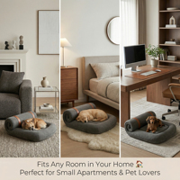 Canapé universel pour animaux de compagnie, de luxe, avec cadre intégré anti-déplacement, gris foncé, pour tissu velours à motif uni, respirant, amovible, lavable, en boîte