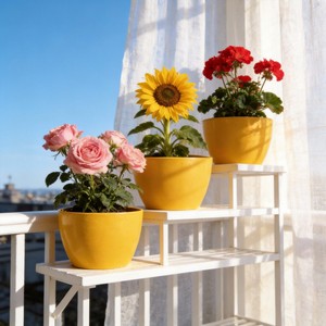 Ensemble de pots de fleurs en céramique émaillée chinoise colorée / Jardinière en céramique blanche miniature du Shandong / Pots de fleurs écologiques - Product Image 3
