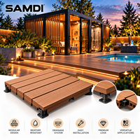 Ubin Dek Luar Ruangan Modular, Ubin Dek Sistem Interlocking, Sistem Dek WPC, Lantai Kayu Anti Selip untuk Area Kolam Renang, Villa, Resort