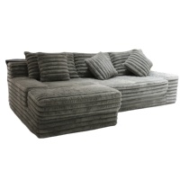 Canapé d'angle modulaire moderne pour salon, trois places, ottoman, tissu, mousse moulée, couleur personnalisable, minimaliste, européen