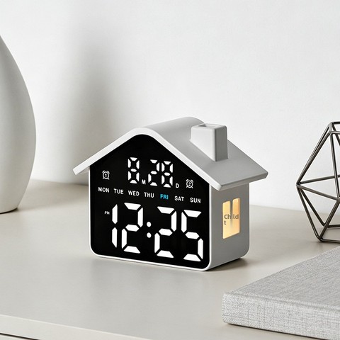 House-Shaped LED Night Light Alarm Clock