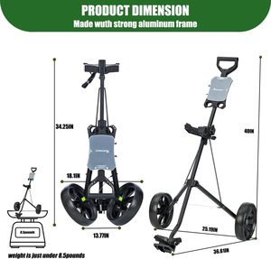 <span class=keywords><strong>Chariot</strong></span> de golf pliable à 2 roues, <span class=keywords><strong>chariot</strong></span> de golf léger pliable avec frein au pied et accessoires pour le parcours de golf - Product Image 3