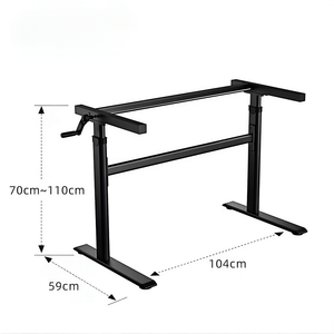 Cadre de bureau ergonomique réglable en hauteur manuellement - <span class=keywords><strong>Poste</strong></span> de <span class=keywords><strong>travail</strong></span> <span class=keywords><strong>assis</strong></span>-<span class=keywords><strong>debout</strong></span> en acier blanc avec manivelle, plage de réglage 70-110 cm, base 104x59 cm - Product Image 2