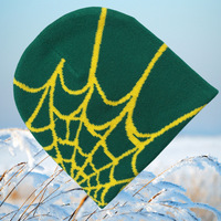 Gorro de Punto con Patrón de Telaraña Estilo Y2K, Multicolor, Acrílico, Cálido, Unisex, Estilo Hip Hop, Personalizable