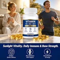 Capsules de Vitamine D3 K2 B12 pour la Santé Osseuse, Complément Alimentaire à Marque Blanche, Certifié GMP, Faible MOQ, Fabricant