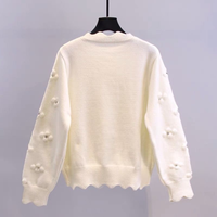 Cardigan en laine pour femme à manches longues et boutonnage, orné de motifs floraux, respirant, style décontracté pour l'automne