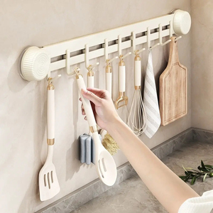 Wholesale Hole-Free Suction Cup Mobile <b>Hook</b> Strong Metal Kitchen & Bathroom Rack for Spoon Spatula Storage Functional Flexible - Product Image 6