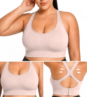 Soutien-gorge de sport grande taille à maintien élevé, respirant, élastique, sans coutures, dos croisé, avec fermeture à agrafes, pour le yoga, la course, la gym et le fitness