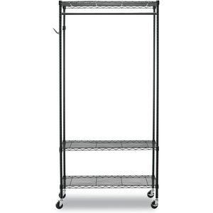 Alera Perchero de Alambre de Dos Niveles, Ahorra Espacio, de Acero Negro, con Ganchos para Uso Doméstico - Product Image 4