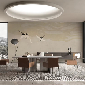 Interior Design Home Decor Items for Home Wholesale Custom Crane Grey & Gold Cloud Line Wallpaper Mural for Study Office Hotel