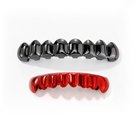 Ensemble de grillz bicolores à 8 dents, poli miroir, style Hip-Hop, en cuivre brillant, pour décoration dentaire, vente en gros